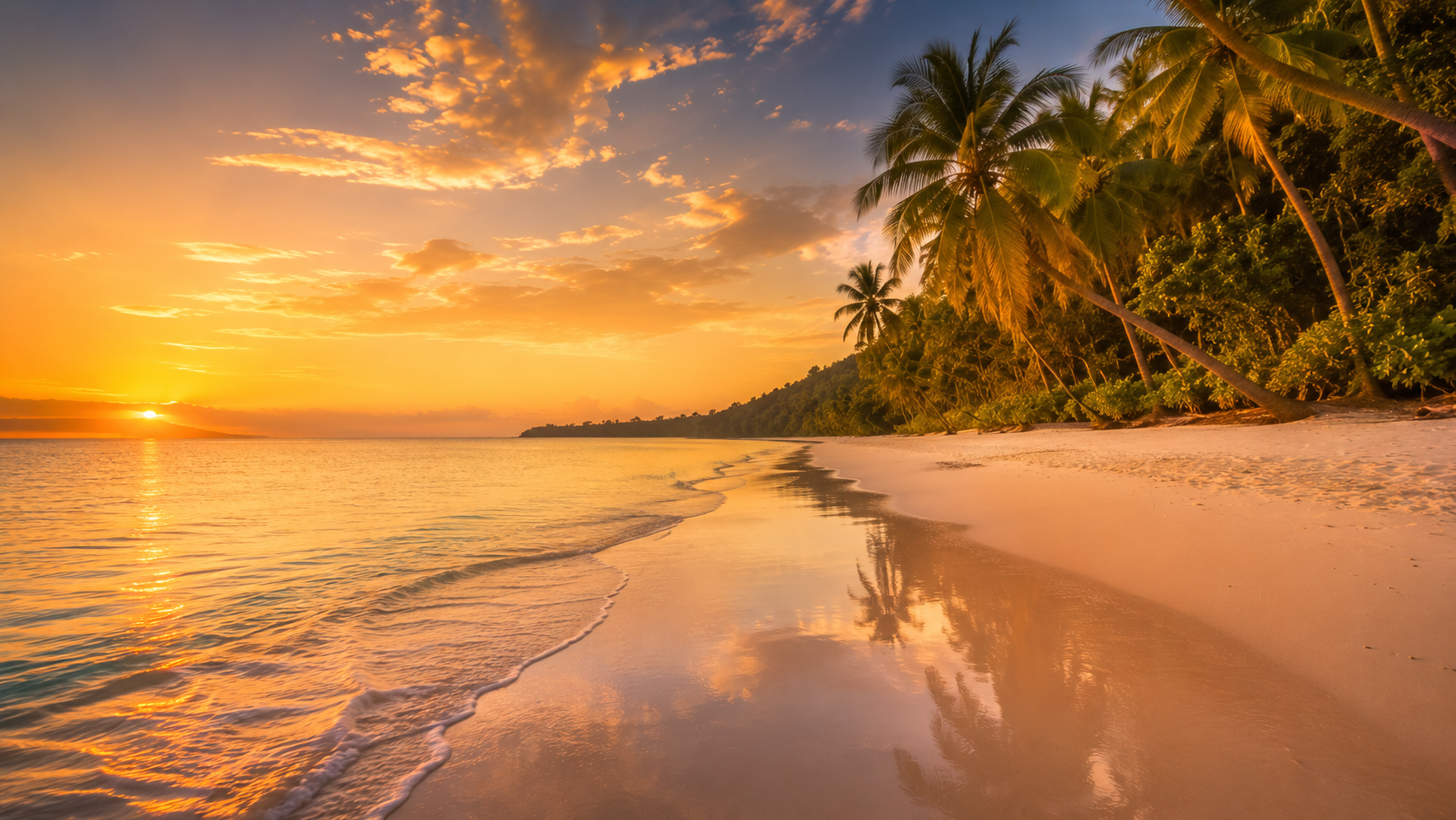 Radhanagar Beach at sunset